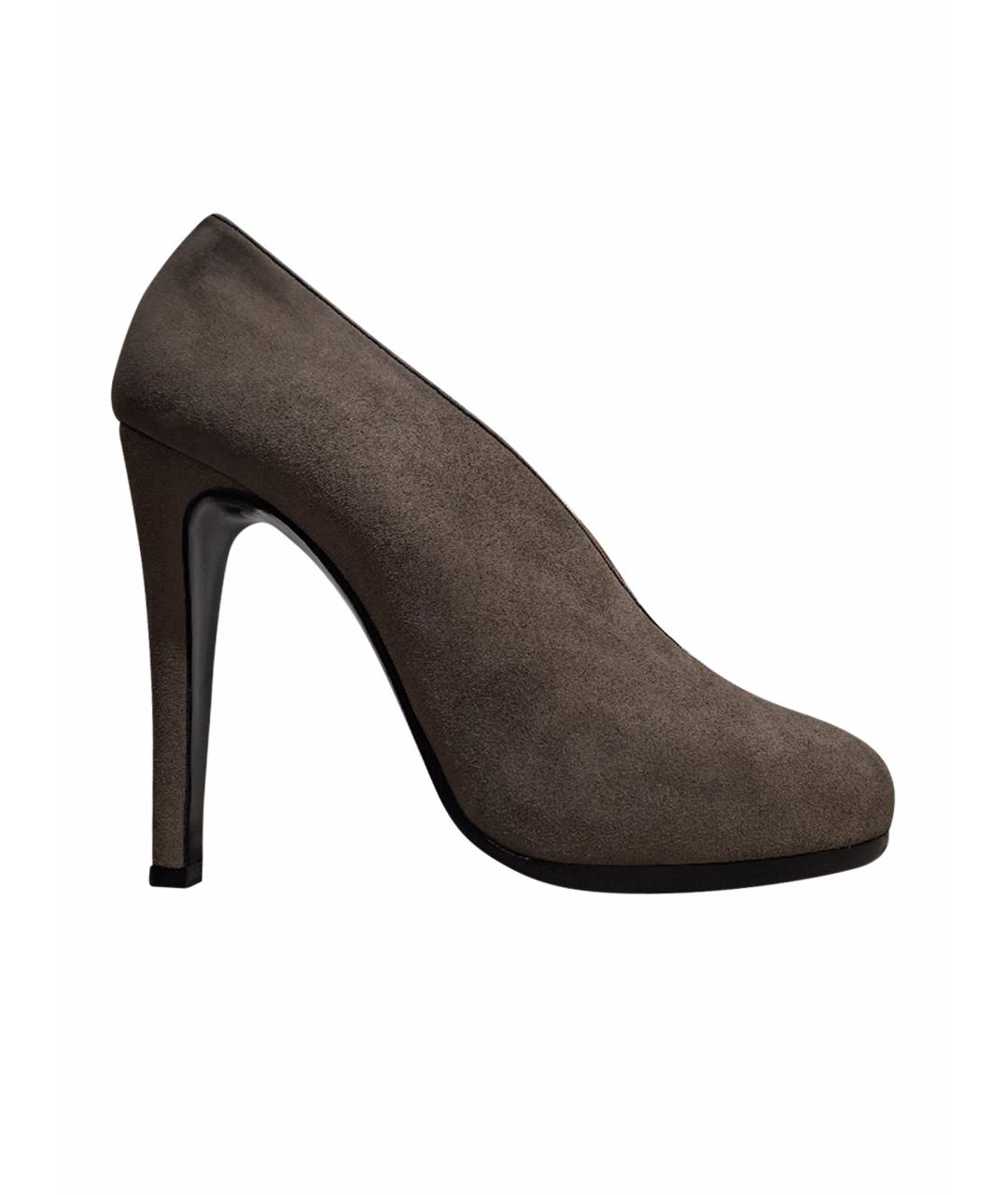 HERMES Антрацитовые замшевые туфли, фото 8