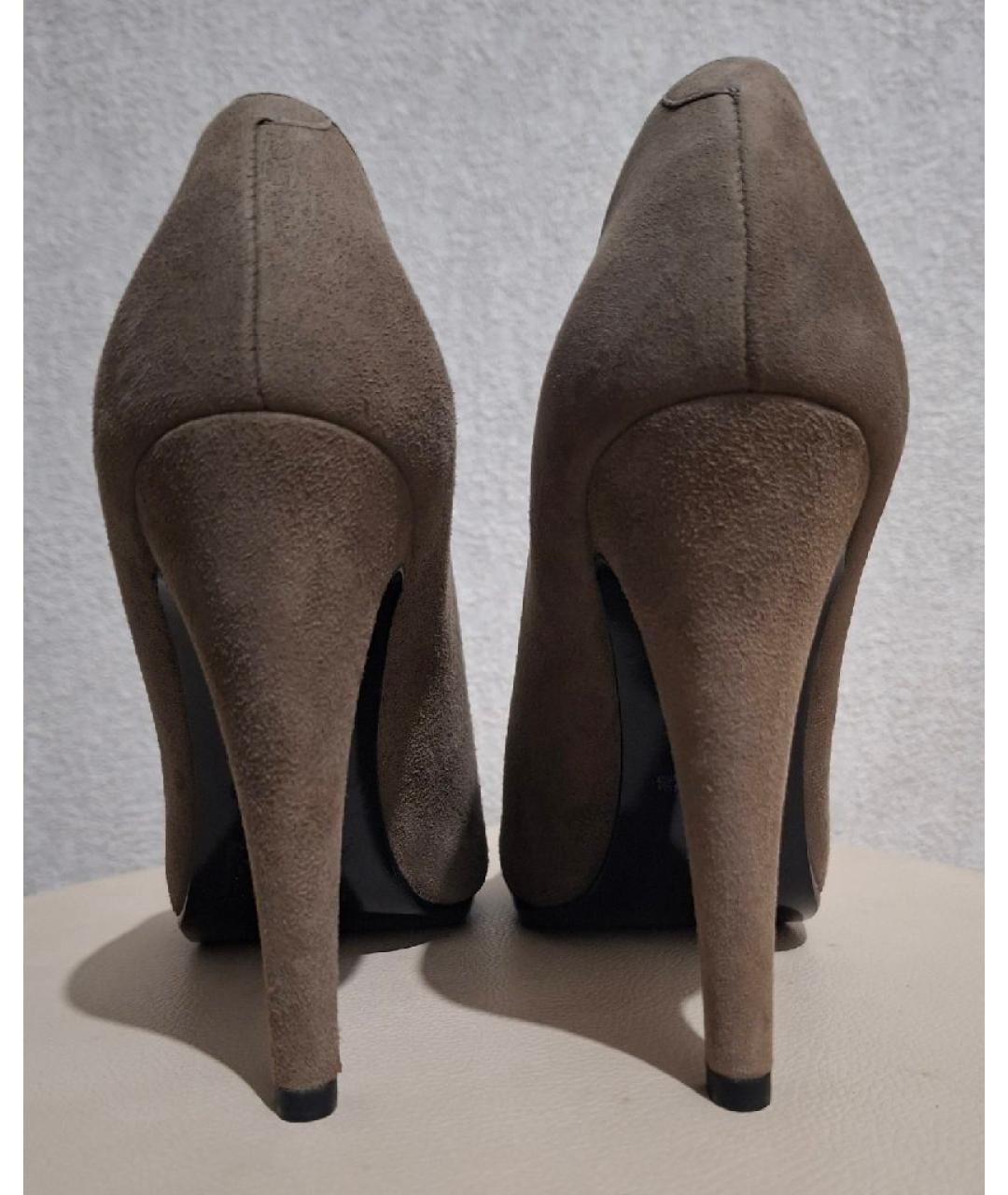 HERMES Антрацитовые замшевые туфли, фото 4