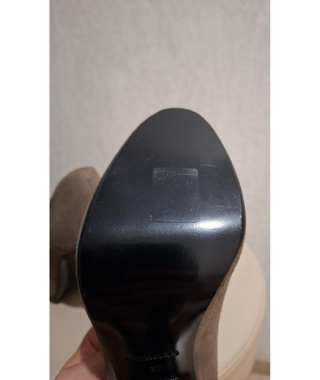 HERMES Антрацитовые замшевые туфли, фото 6