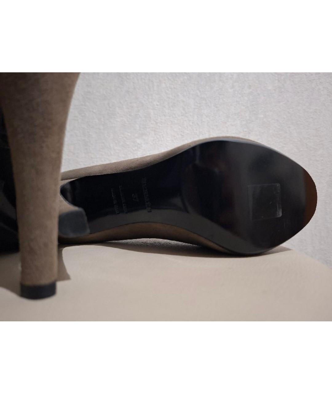 HERMES Антрацитовые замшевые туфли, фото 5