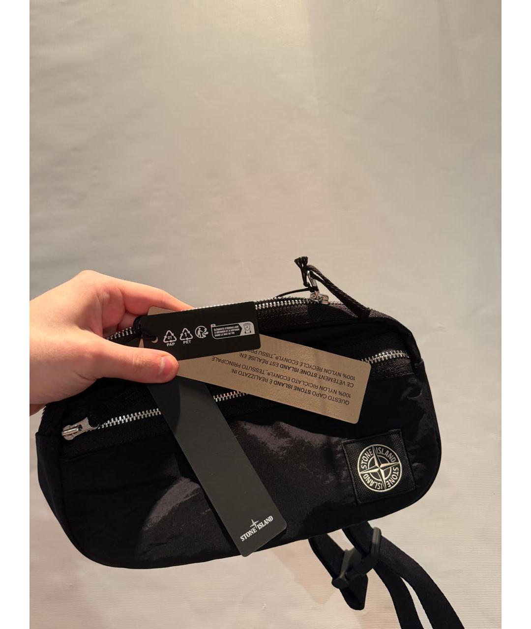 STONE ISLAND Черная тканевая поясная сумка, фото 4