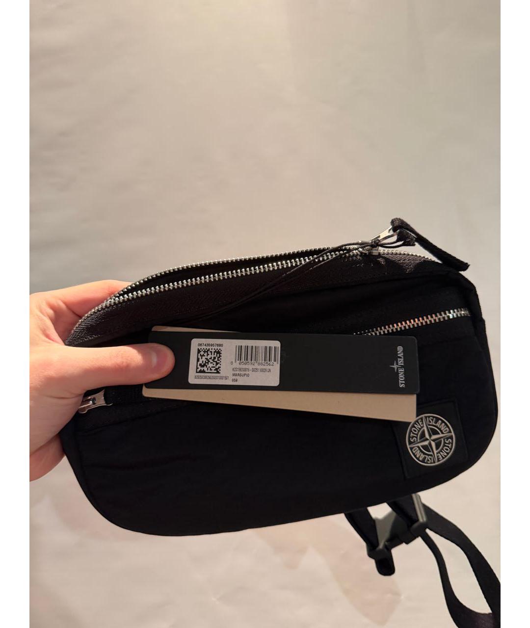 STONE ISLAND Черная тканевая поясная сумка, фото 2
