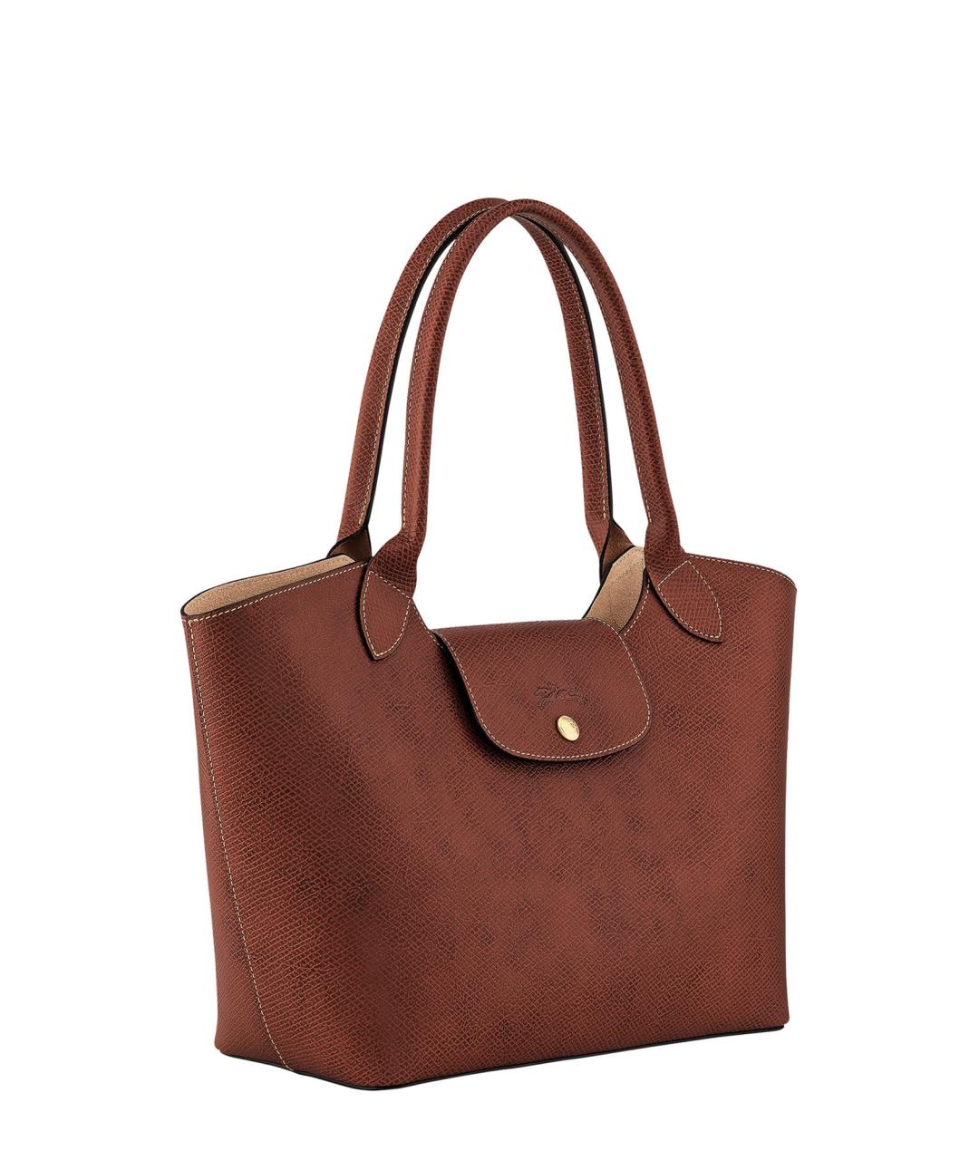 LONGCHAMP Коричневая кожаная сумка тоут, фото 3