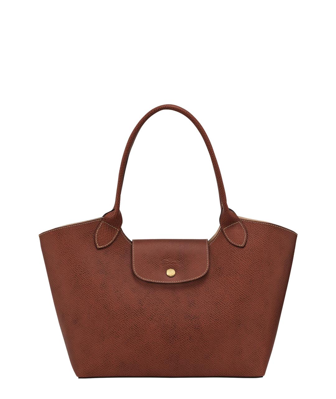 LONGCHAMP Коричневая кожаная сумка тоут, фото 1