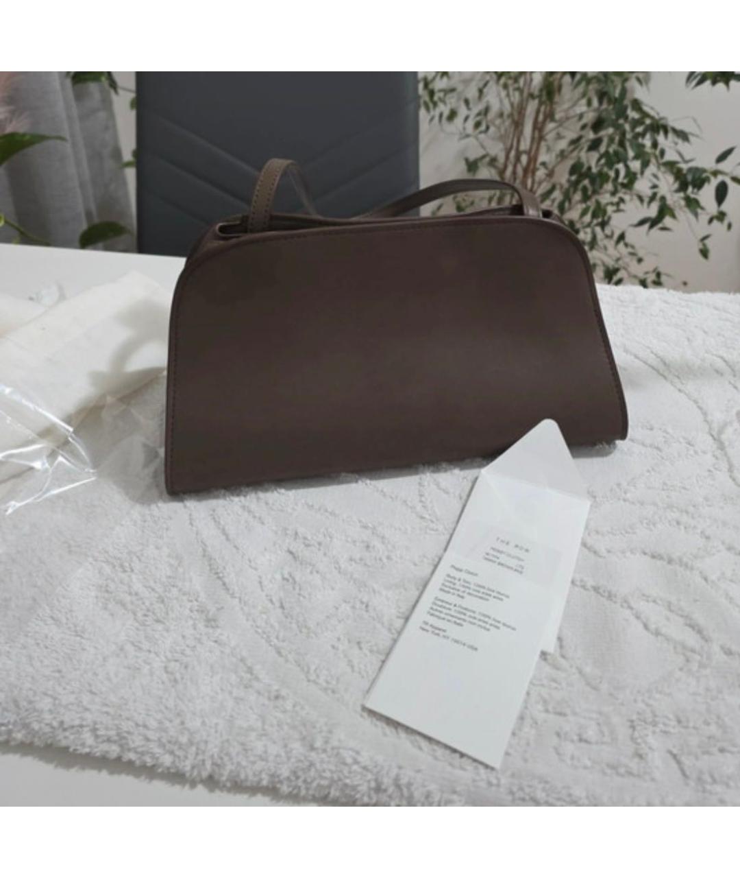 THE ROW Хаки кожаная сумка с короткими ручками, фото 5