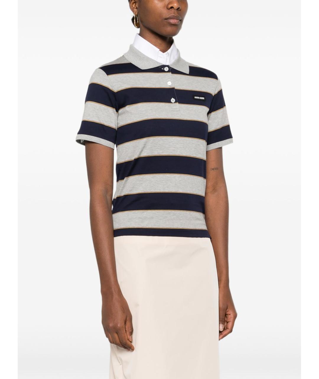 MIU MIU Синяя хлопковая футболка, фото 4