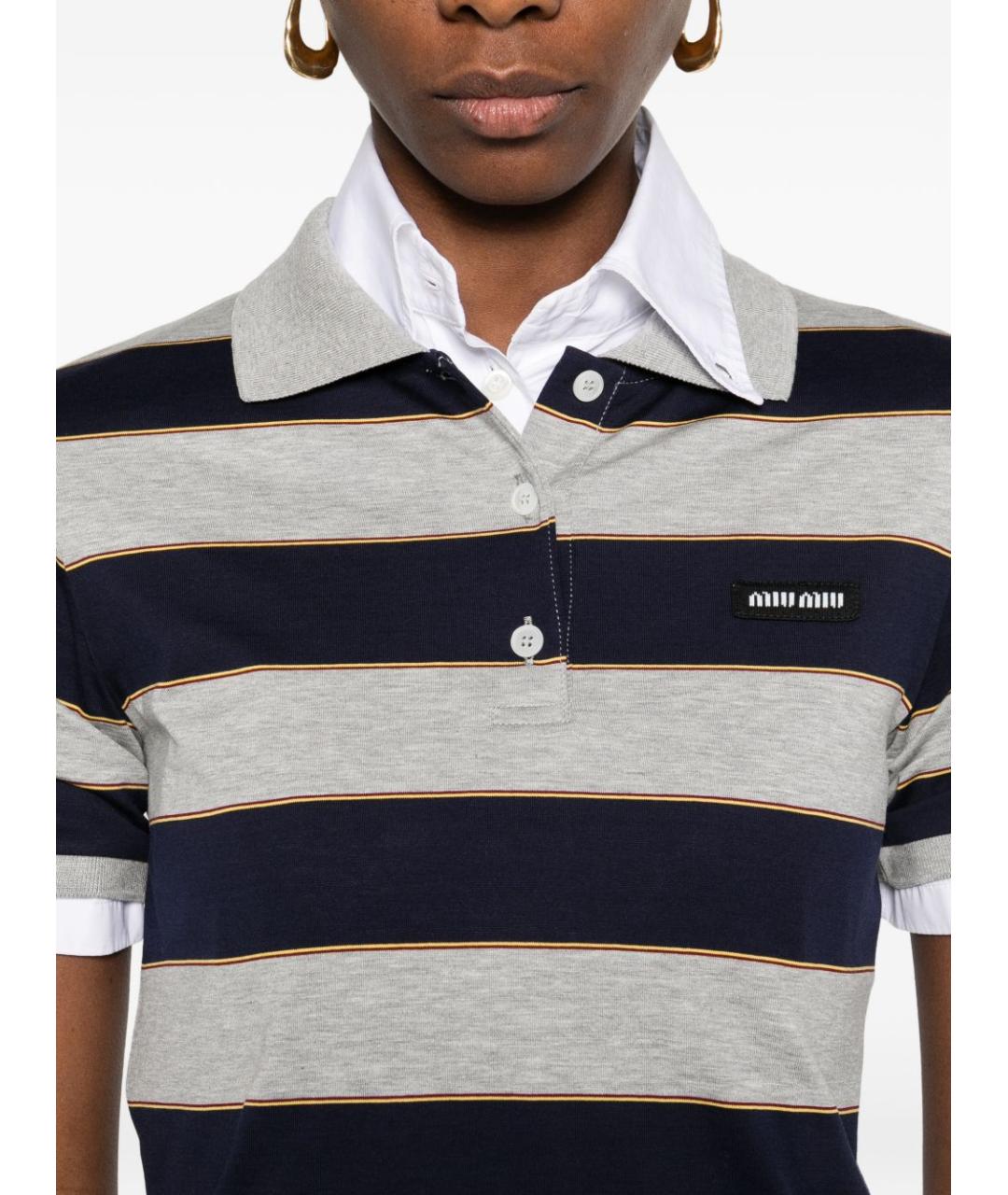 MIU MIU Синяя хлопковая футболка, фото 2