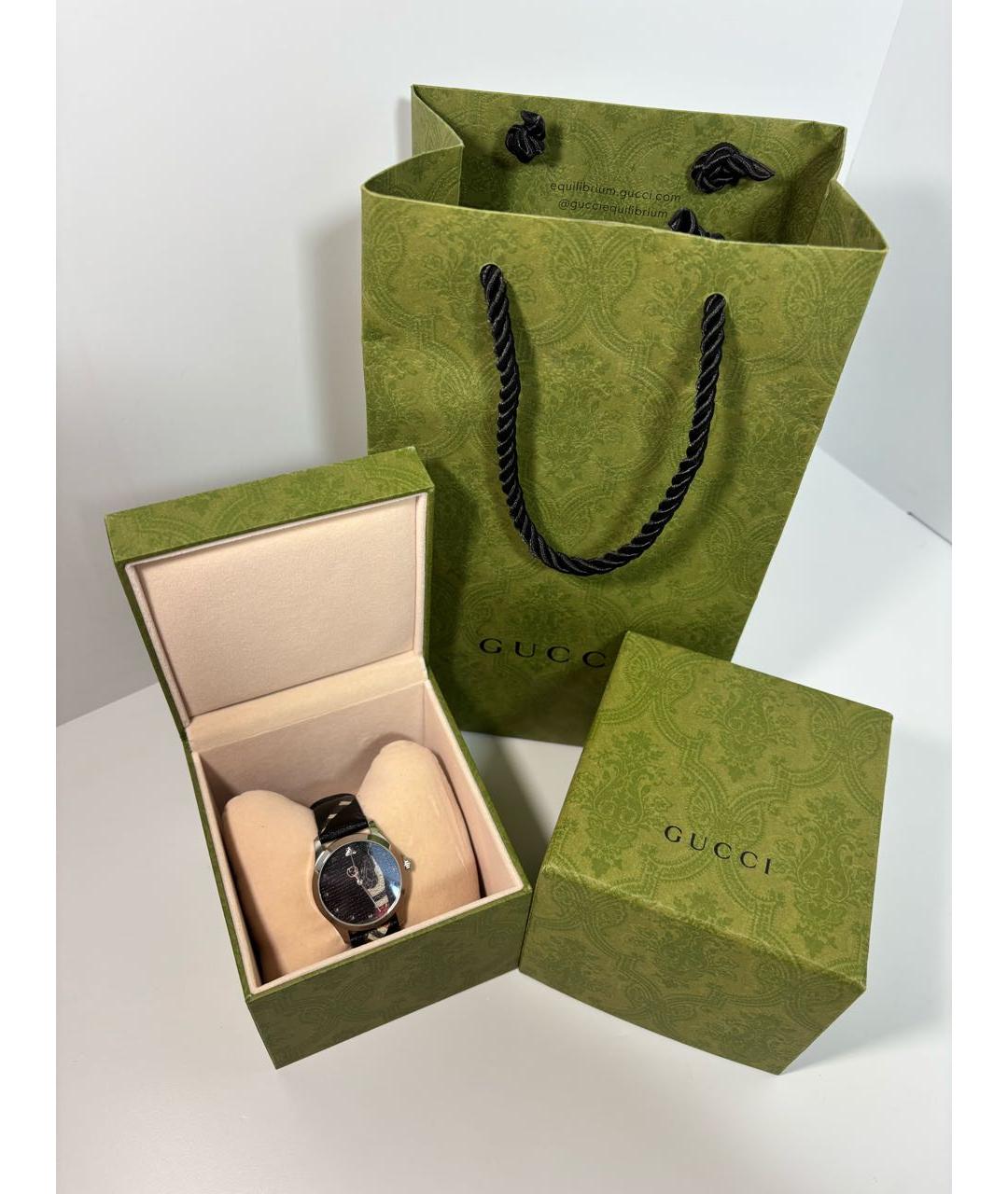 GUCCI Черные стальные часы, фото 4