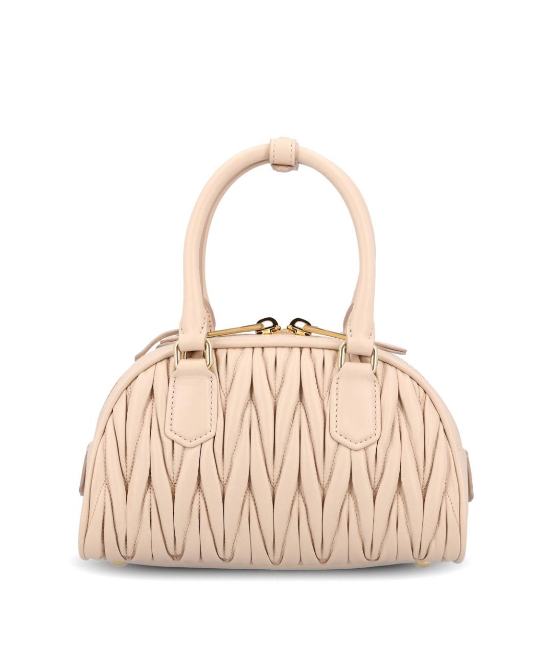 MIU MIU Бежевая кожаная сумка с короткими ручками, фото 2