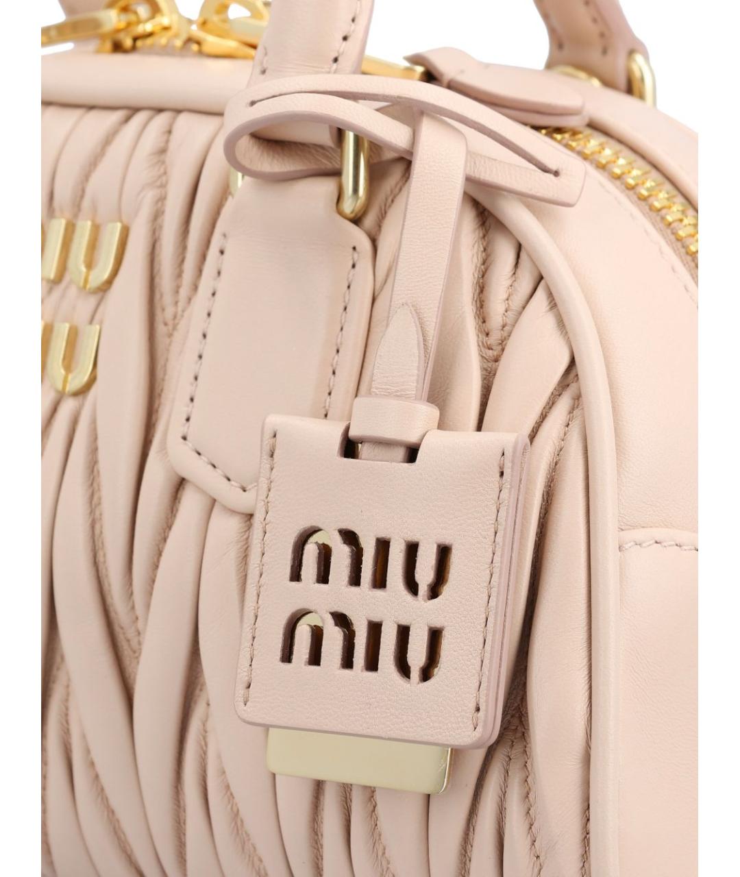 MIU MIU Бежевая кожаная сумка с короткими ручками, фото 4