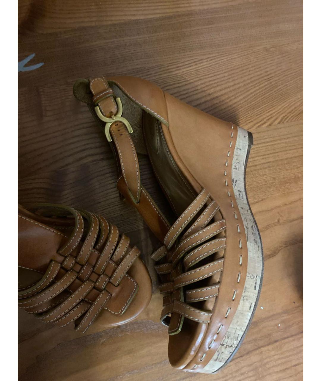 CHLOE Бежевые кожаные босоножки, фото 5