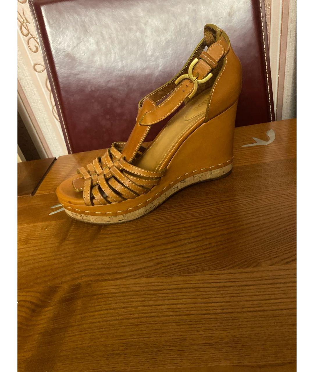 CHLOE Бежевые кожаные босоножки, фото 6