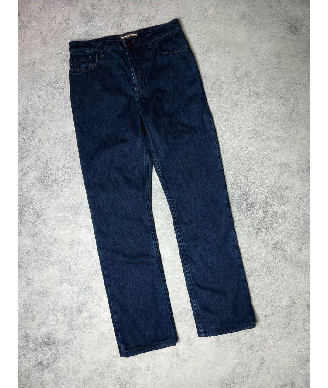 LORO PIANA Синие хлопко-кашемировые прямые джинсы, фото 8