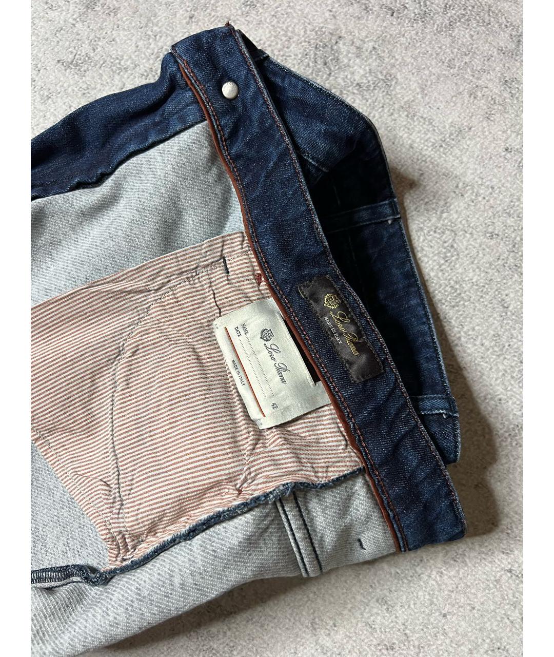 LORO PIANA Синие хлопко-кашемировые прямые джинсы, фото 6