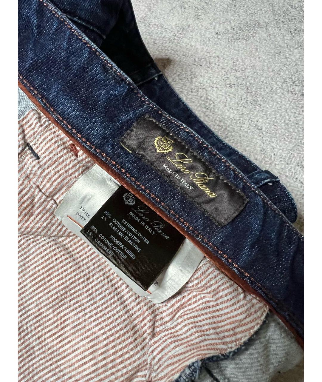 LORO PIANA Синие хлопко-кашемировые прямые джинсы, фото 7