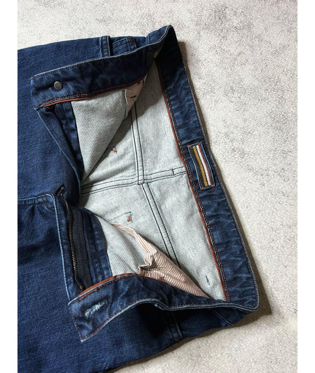 LORO PIANA Синие хлопко-кашемировые прямые джинсы, фото 5