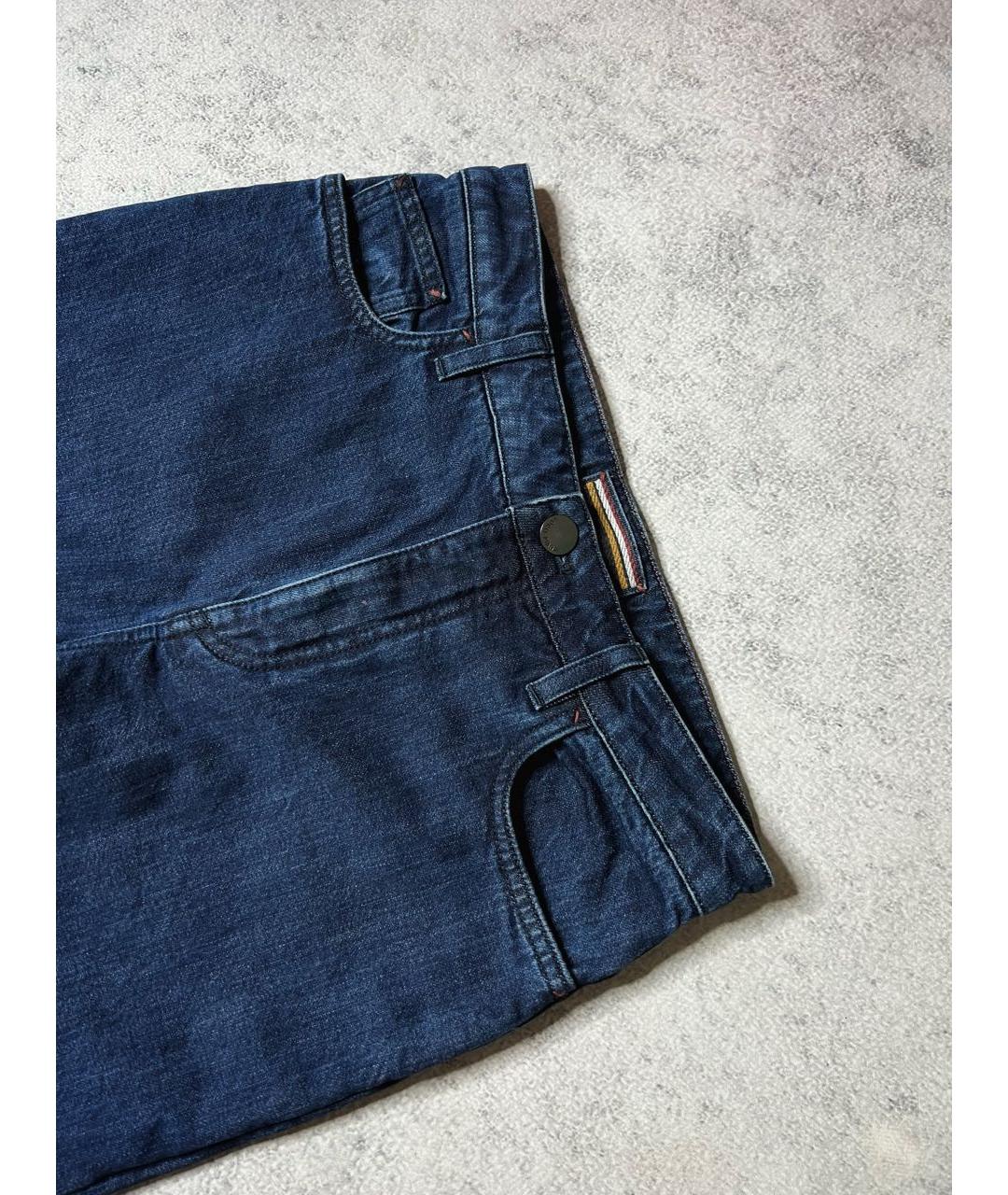 LORO PIANA Синие хлопко-кашемировые прямые джинсы, фото 3