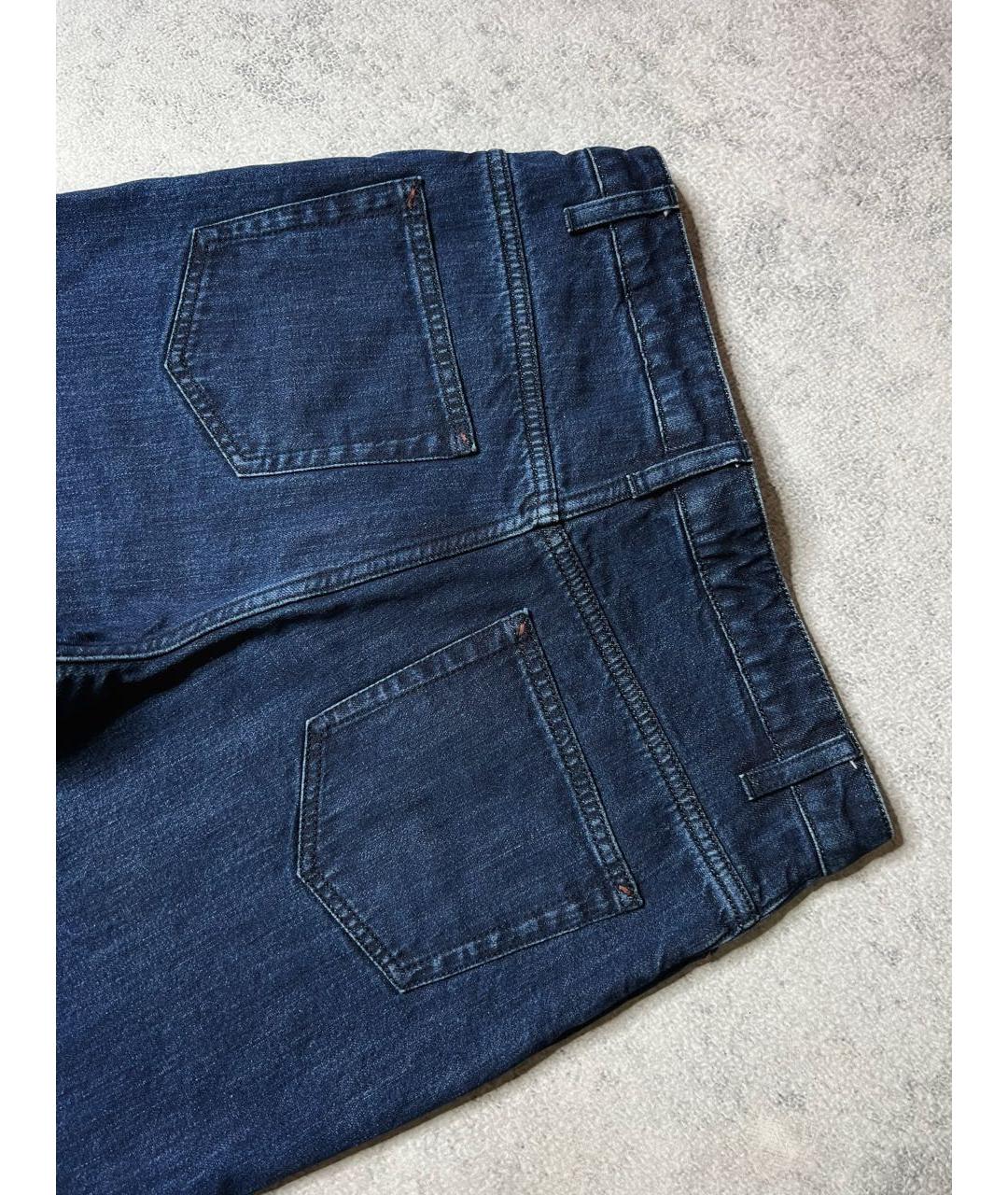 LORO PIANA Синие хлопко-кашемировые прямые джинсы, фото 4