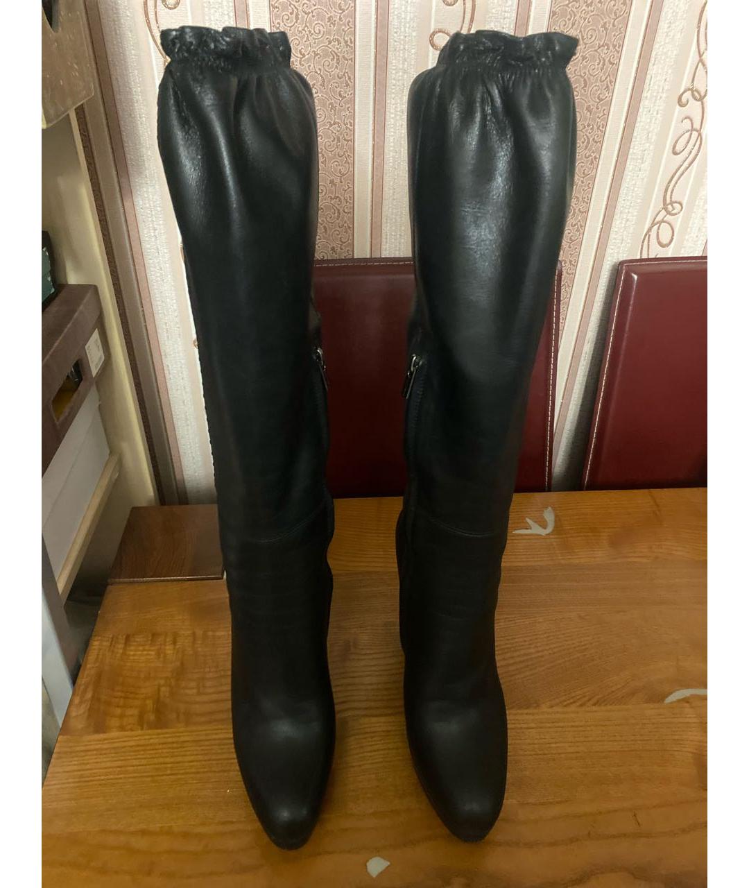 JIL SANDER Черные кожаные сапоги, фото 2