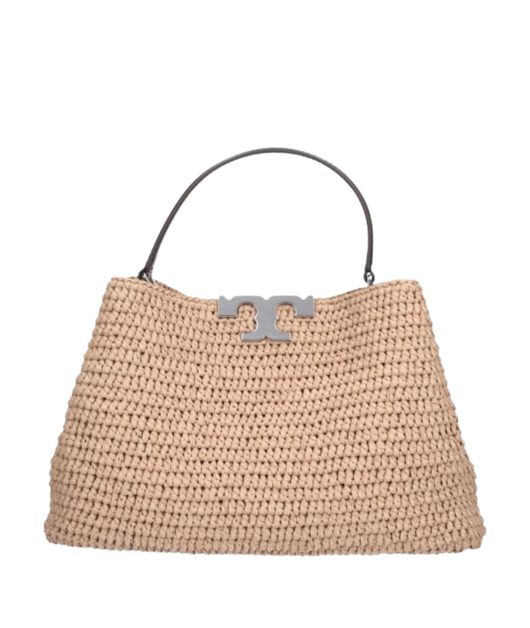 TORY BURCH Бежевая пелетеная сумка с короткими ручками, фото 1