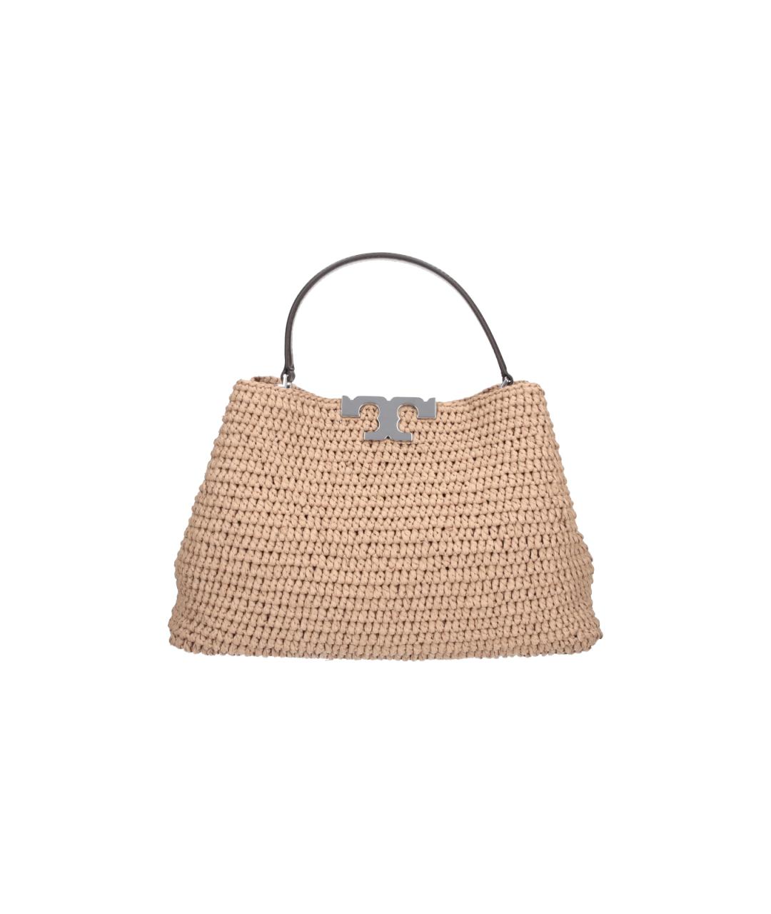 TORY BURCH Бежевая пелетеная сумка с короткими ручками, фото 3