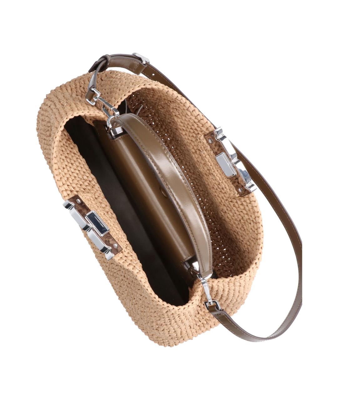 TORY BURCH Бежевая пелетеная сумка с короткими ручками, фото 4