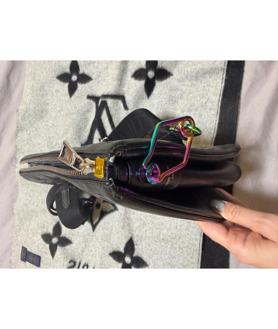 LOUIS VUITTON Черная кожаная сумка через плечо, фото 7