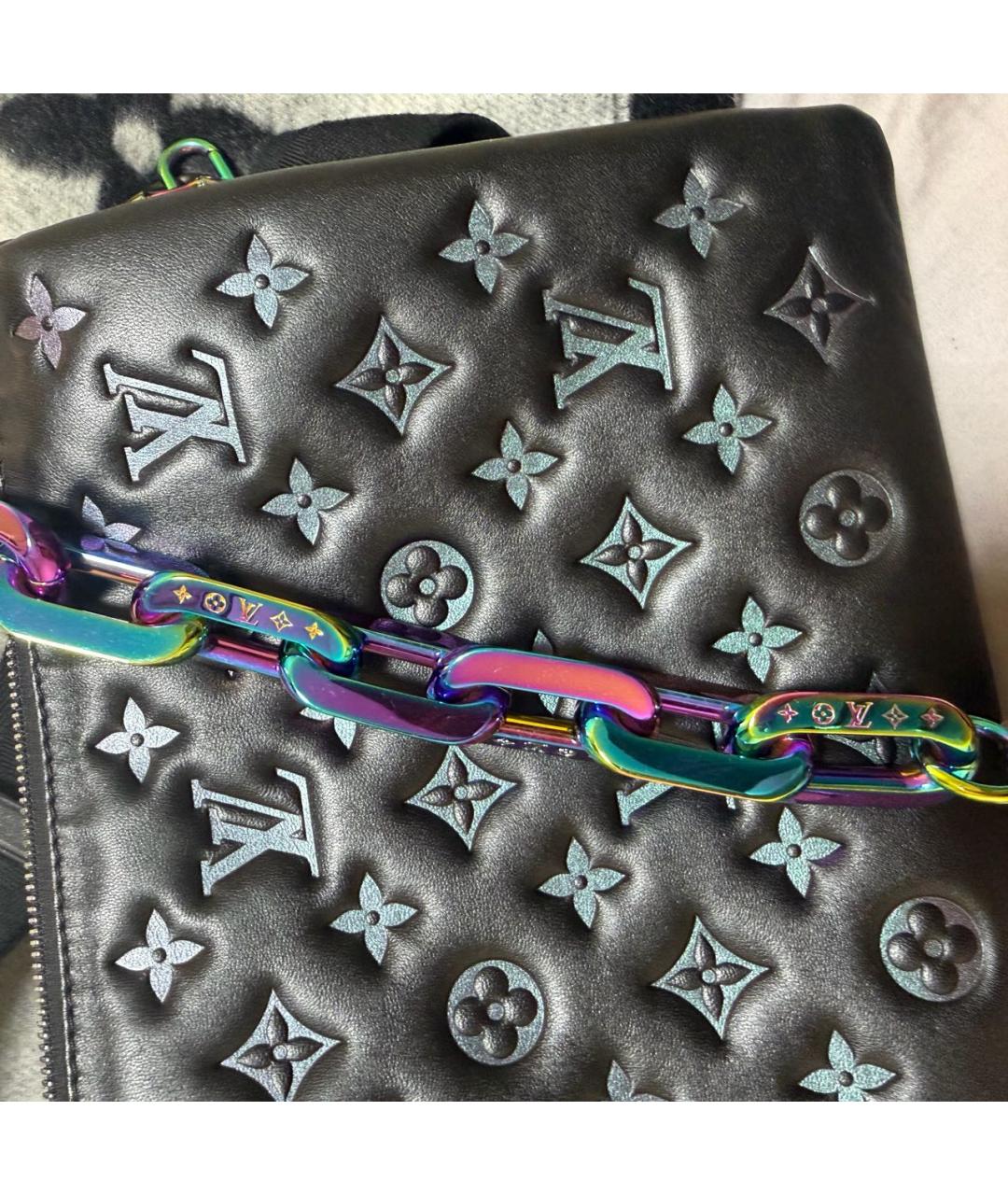 LOUIS VUITTON Черная кожаная сумка через плечо, фото 6