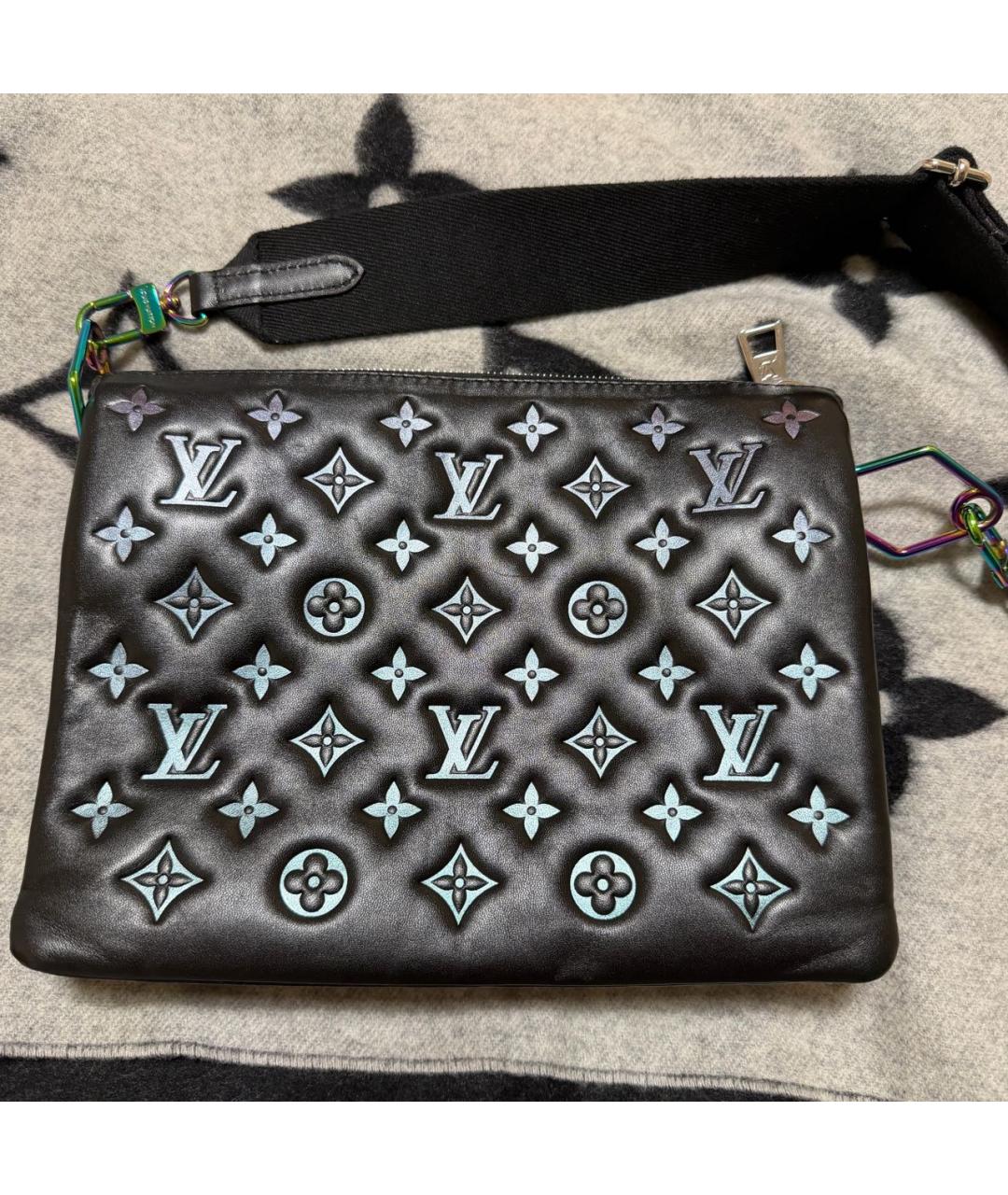 LOUIS VUITTON Черная кожаная сумка через плечо, фото 9