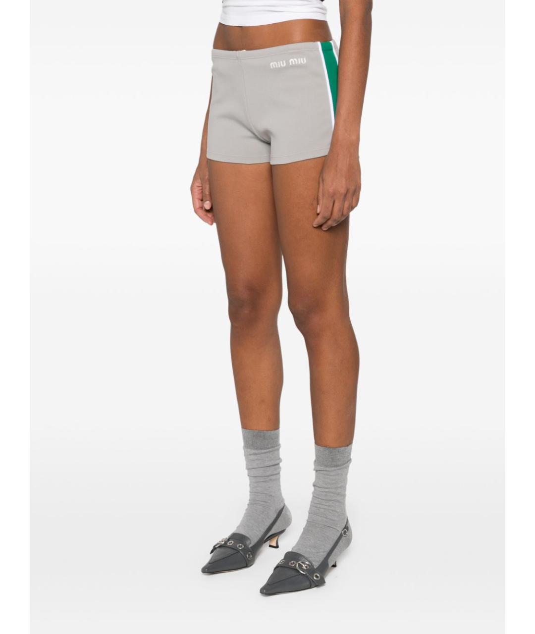 MIU MIU Серые синтетические шорты, фото 5