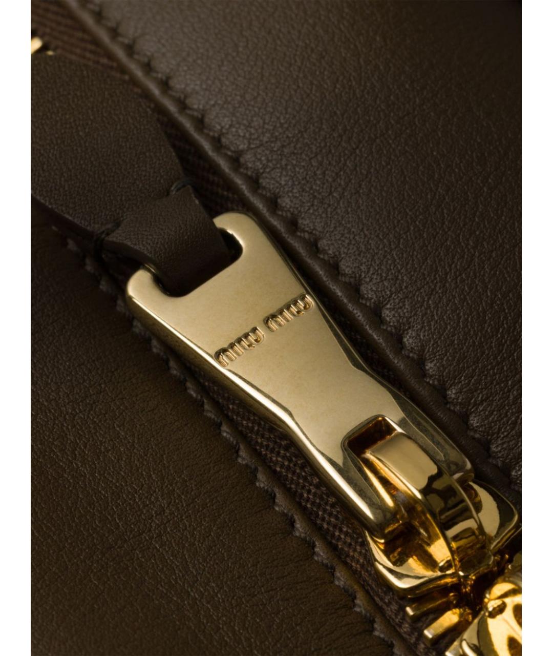 MIU MIU Хаки кожаная сумка с короткими ручками, фото 3
