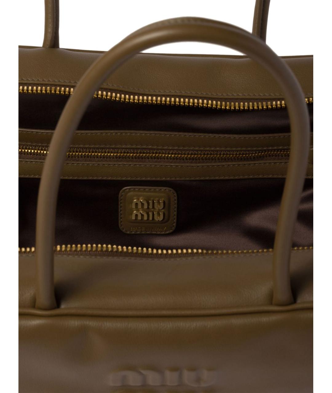 MIU MIU Хаки кожаная сумка с короткими ручками, фото 2