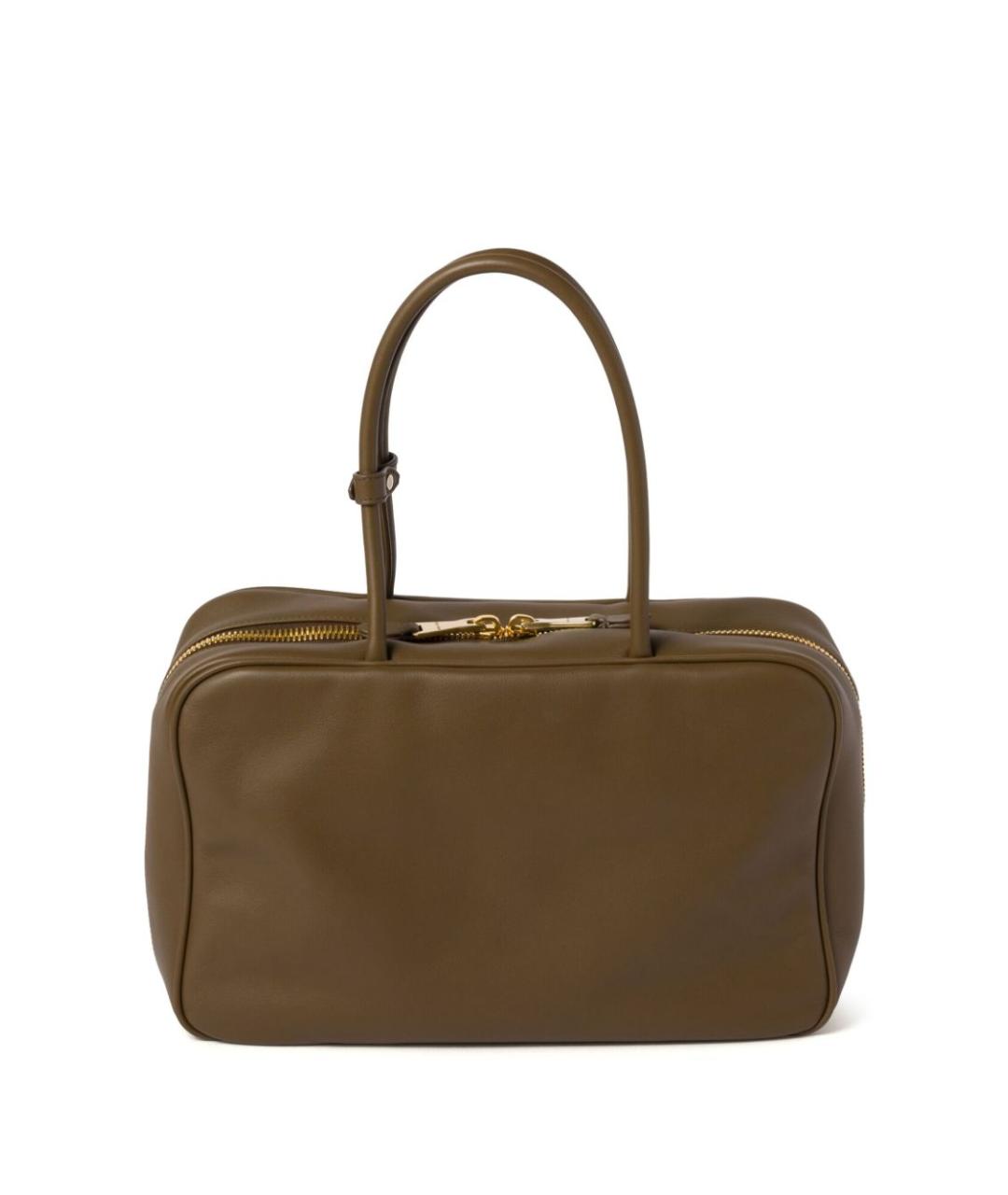 MIU MIU Хаки кожаная сумка с короткими ручками, фото 4