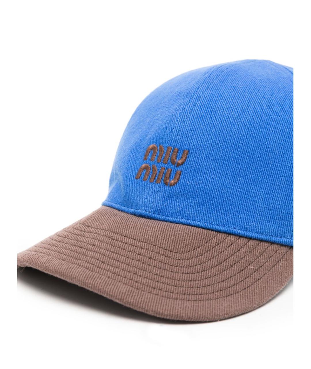 MIU MIU Голубая хлопковая кепка, фото 2