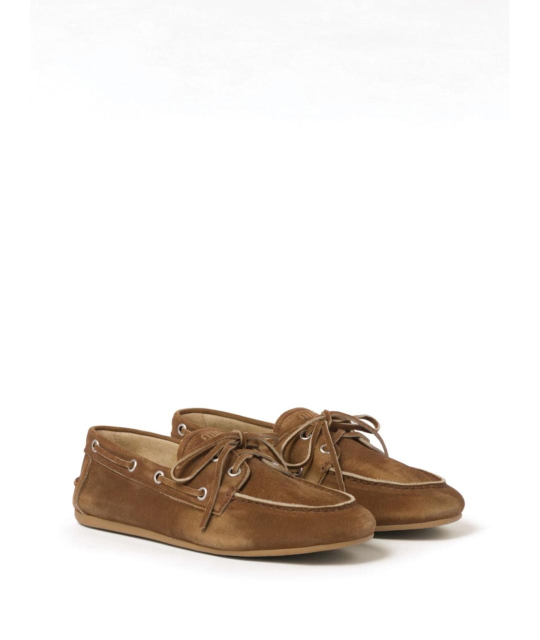 MIU MIU Коричневые кожаные лоферы, фото 3