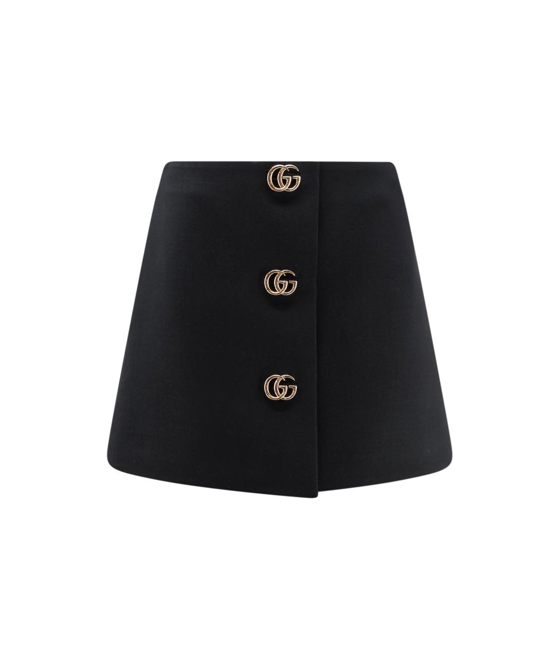 GUCCI Черная шерстяная юбка мини, фото 1