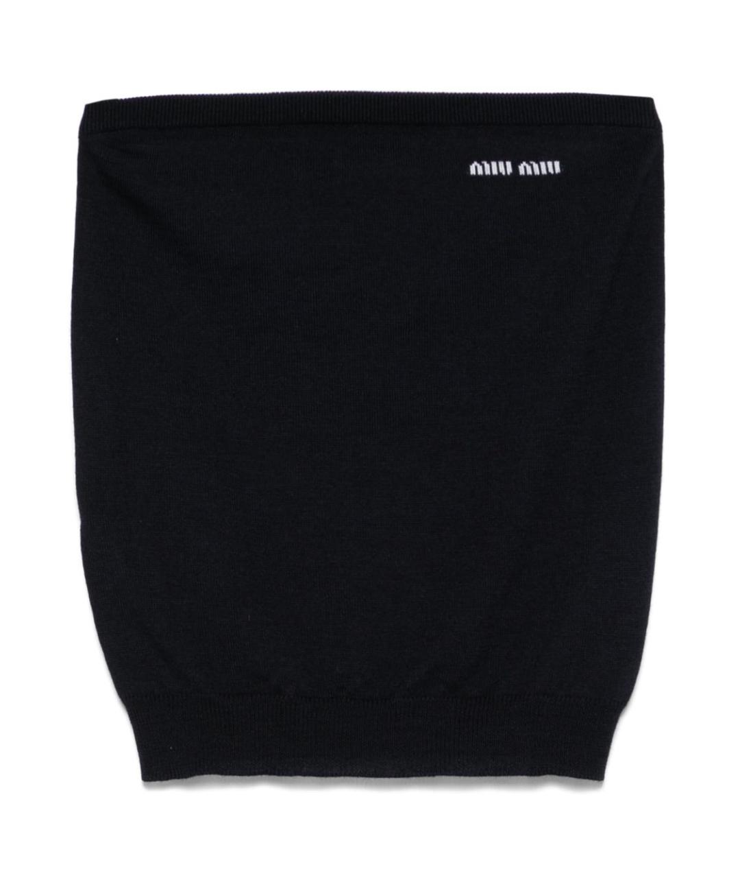 MIU MIU Темно-синяя шерстяная майка, фото 1