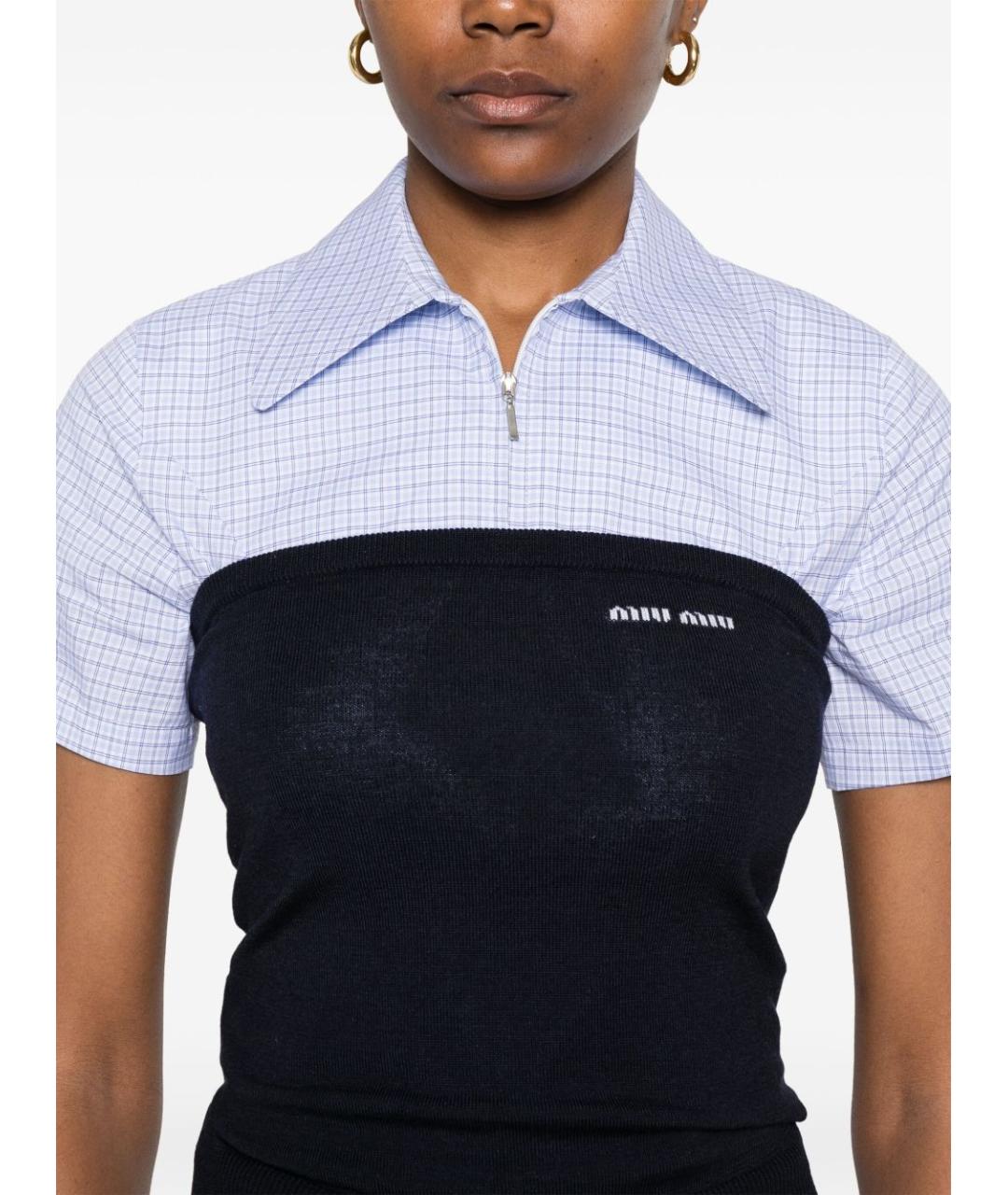 MIU MIU Темно-синяя шерстяная майка, фото 5