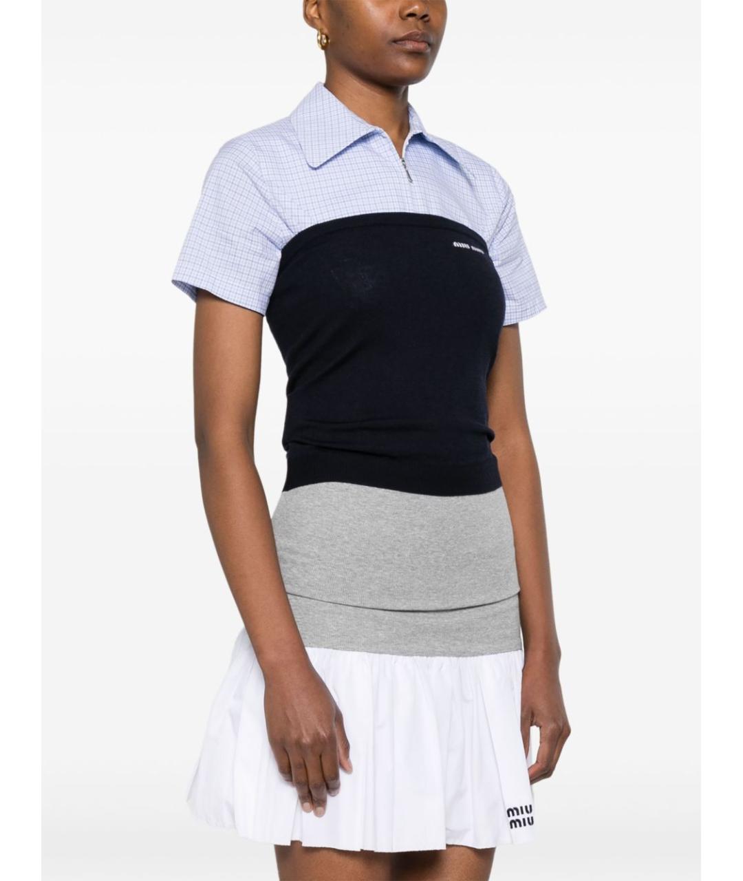 MIU MIU Темно-синяя шерстяная майка, фото 3