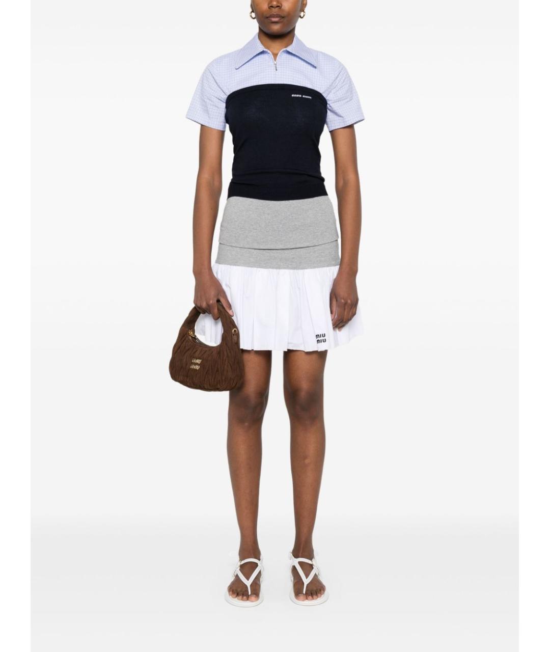 MIU MIU Темно-синяя шерстяная майка, фото 2