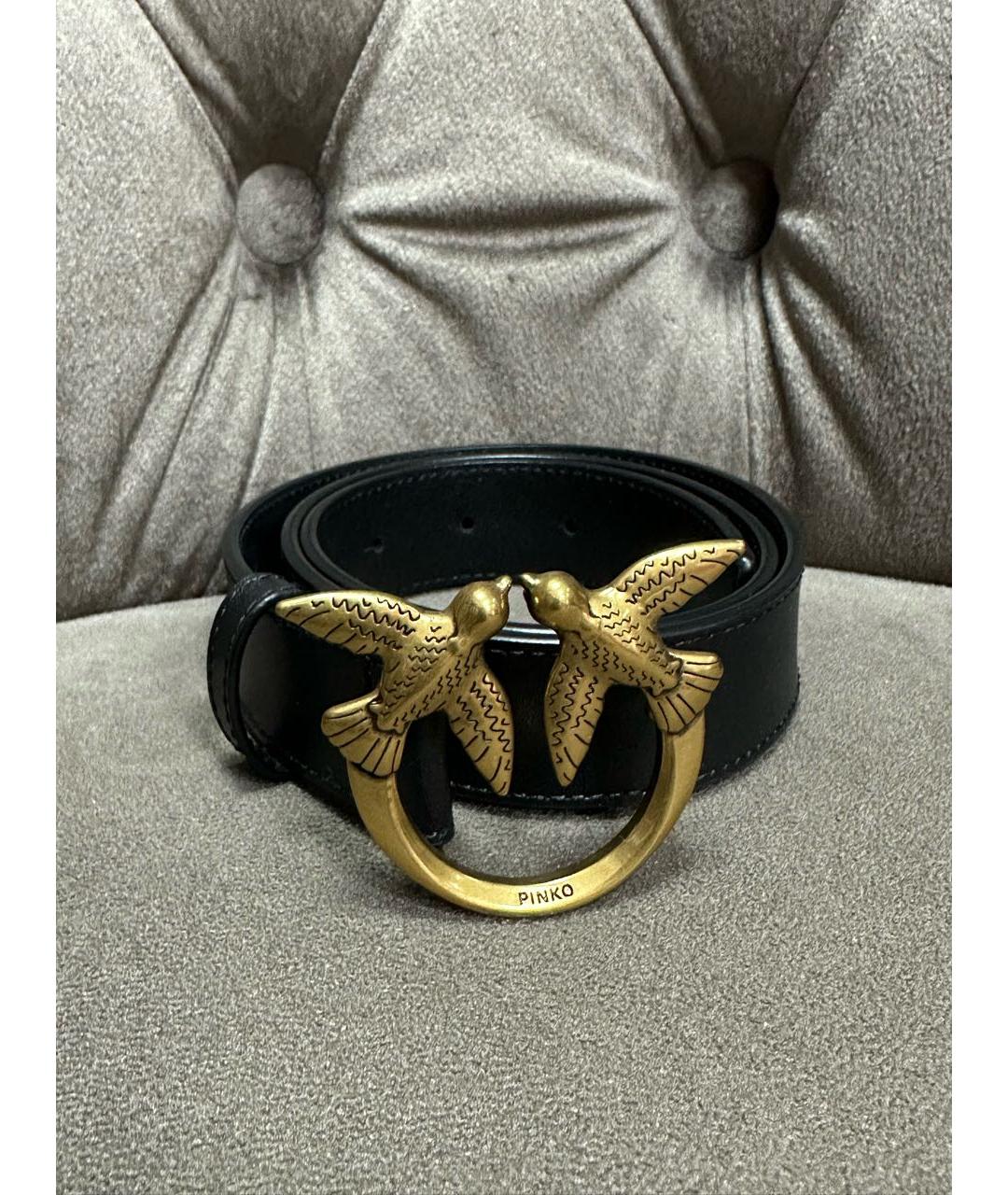 PINKO Черный кожаный ремень, фото 5