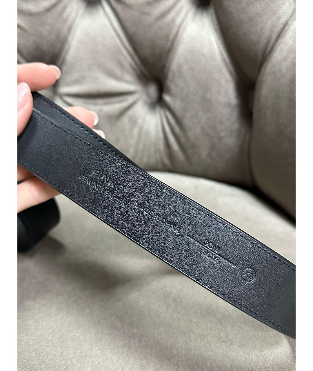 PINKO Черный кожаный ремень, фото 4