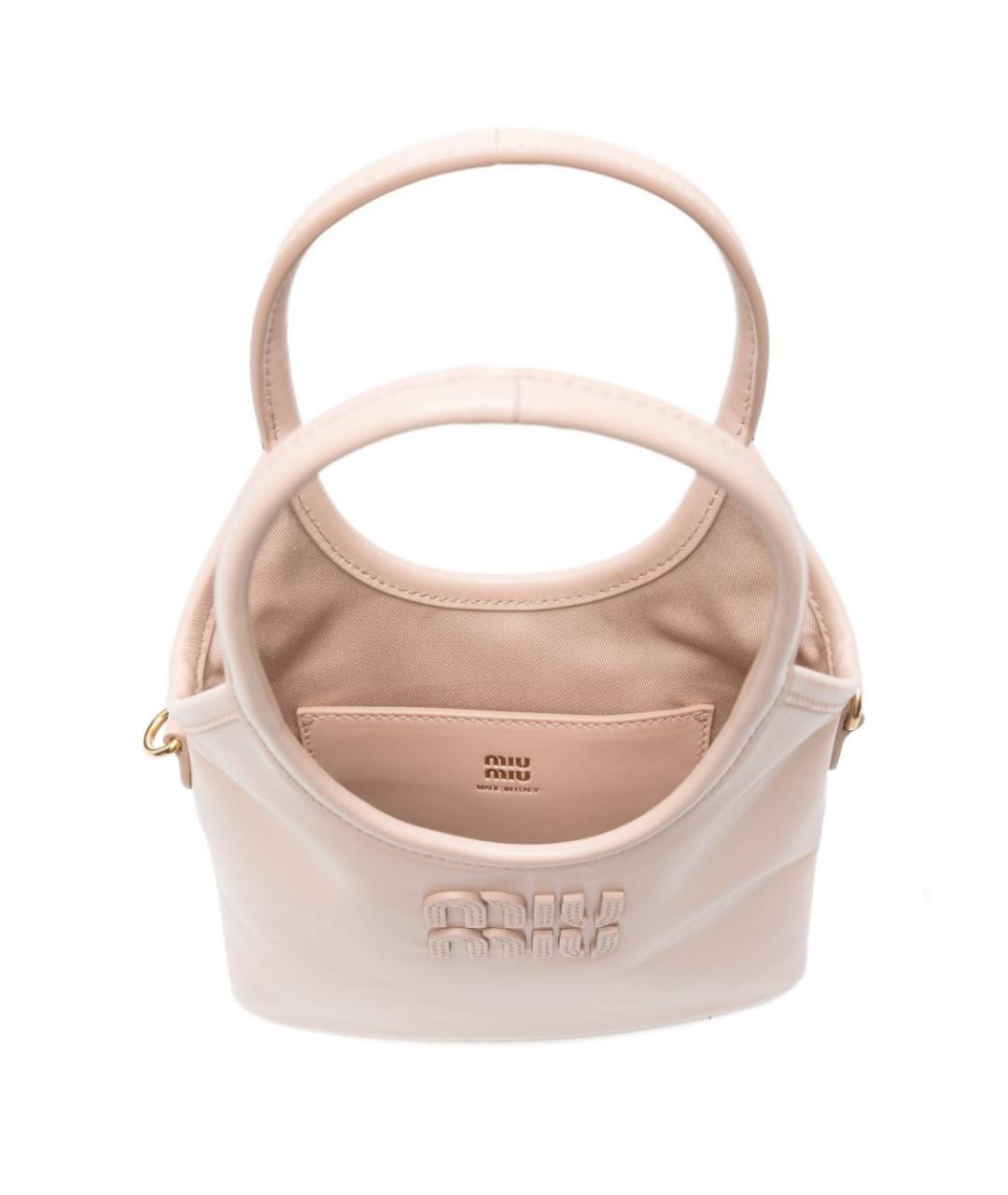 MIU MIU Бежевая кожаная сумка с короткими ручками, фото 3