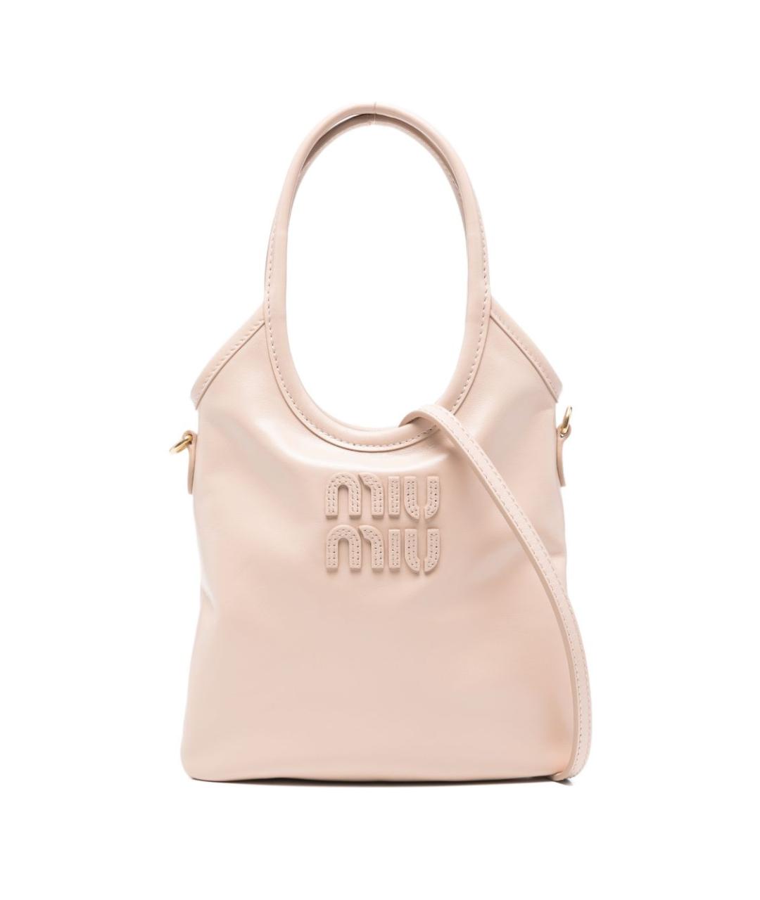 MIU MIU Бежевая кожаная сумка с короткими ручками, фото 1