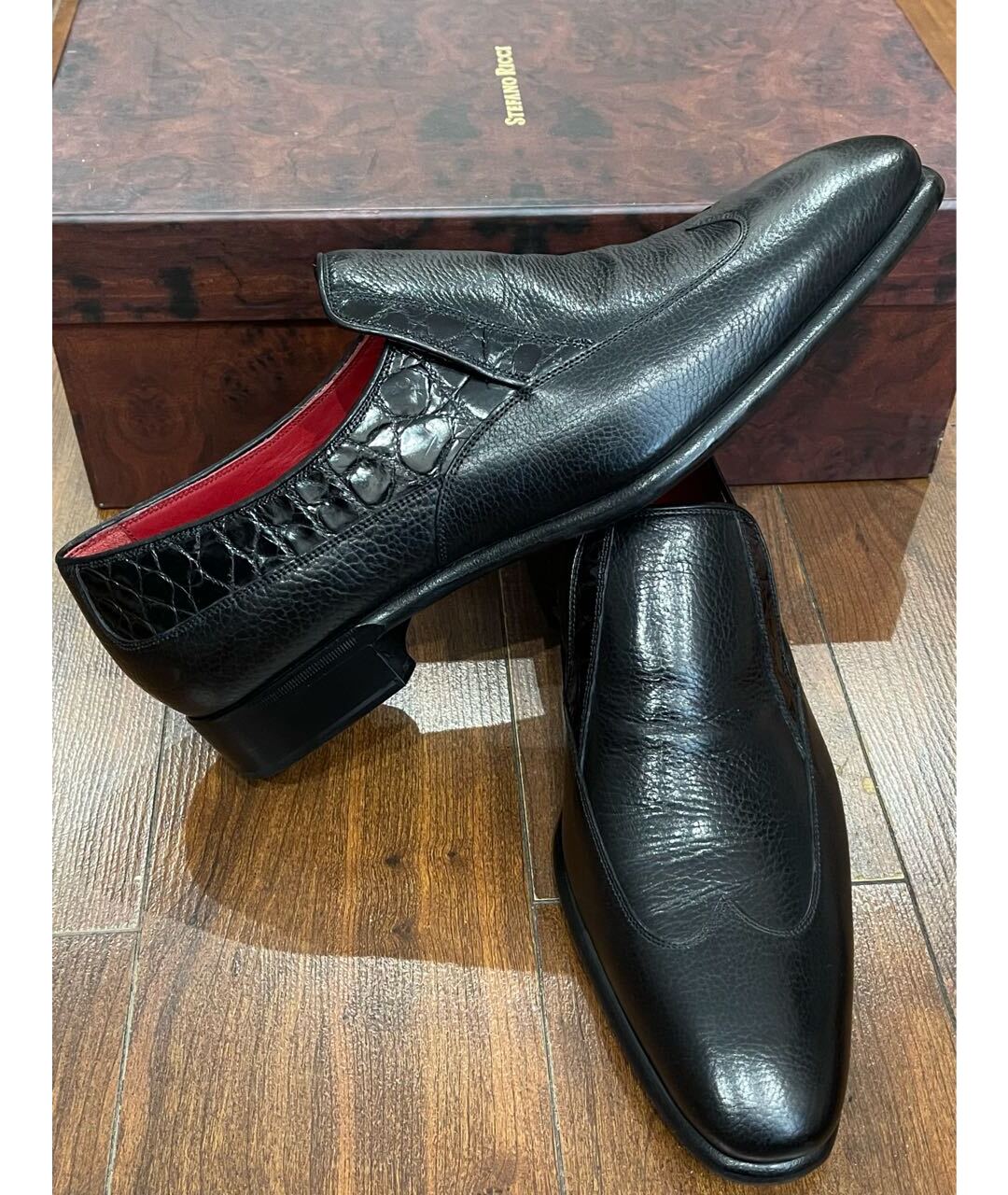 STEFANO RICCI Черные туфли из экзотической кожи, фото 9
