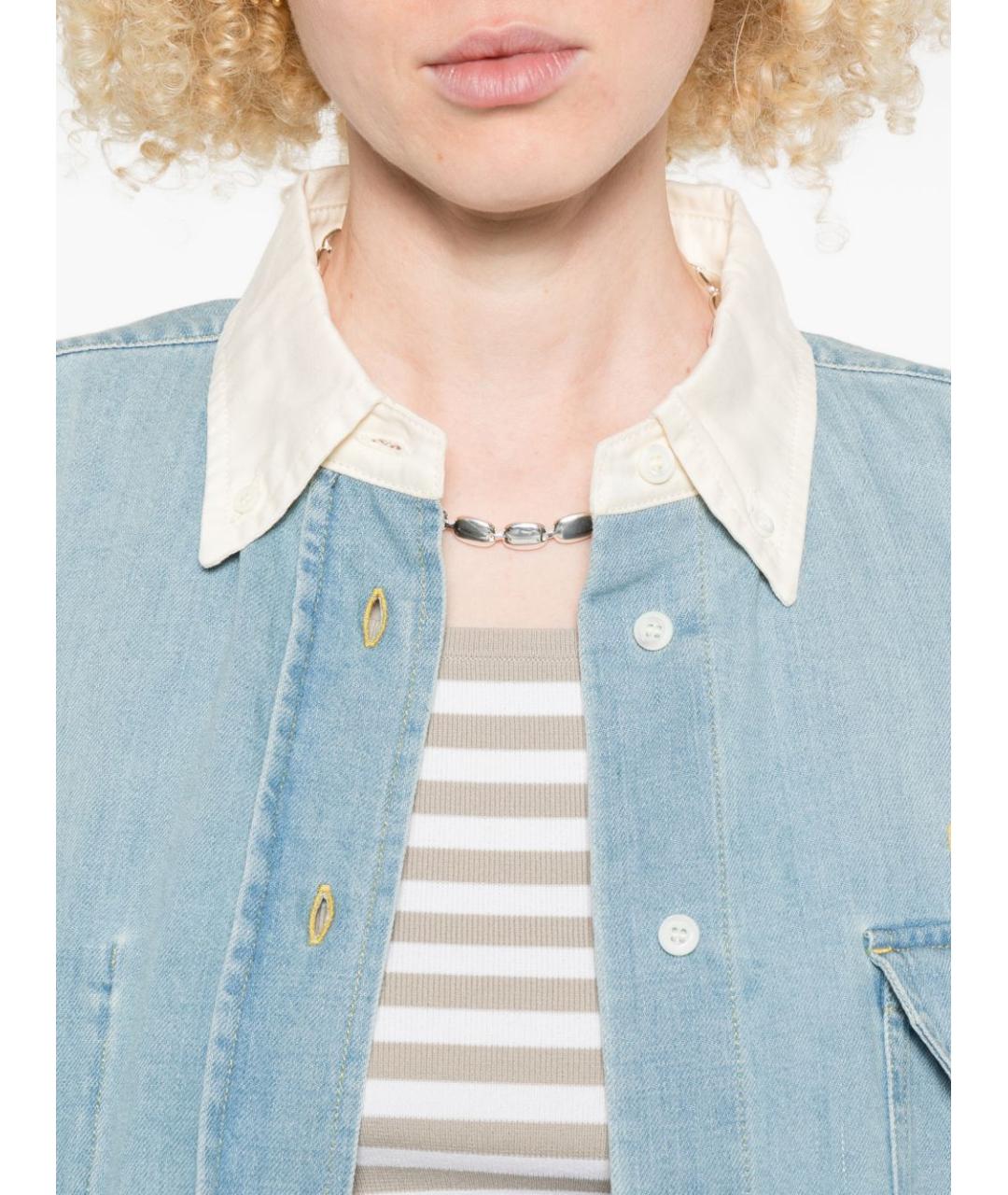 MIU MIU Голубая хлопковая рубашка, фото 4
