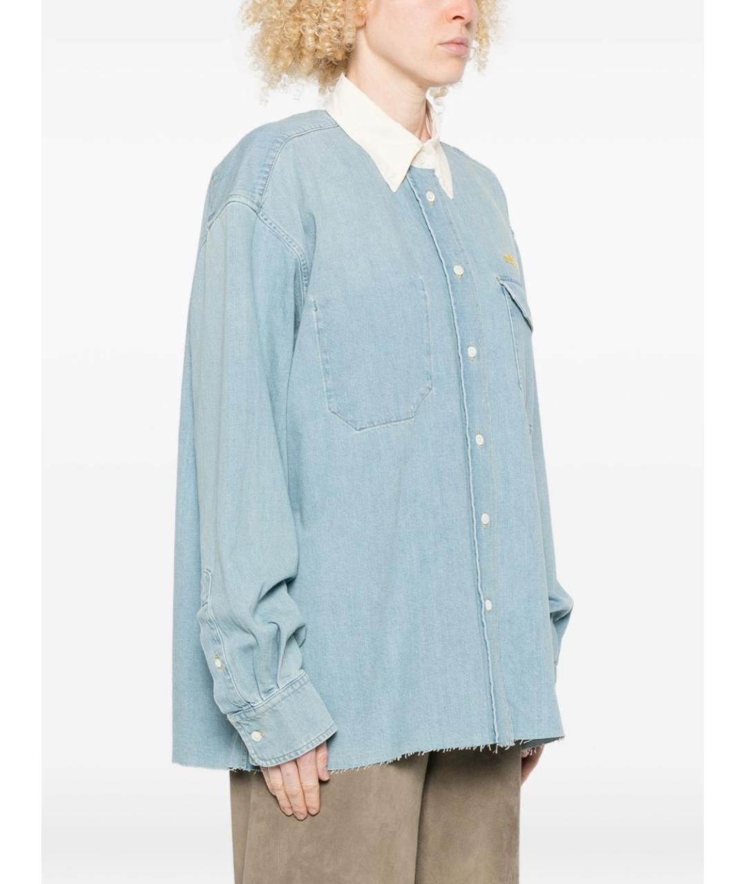 MIU MIU Голубая хлопковая рубашка, фото 2