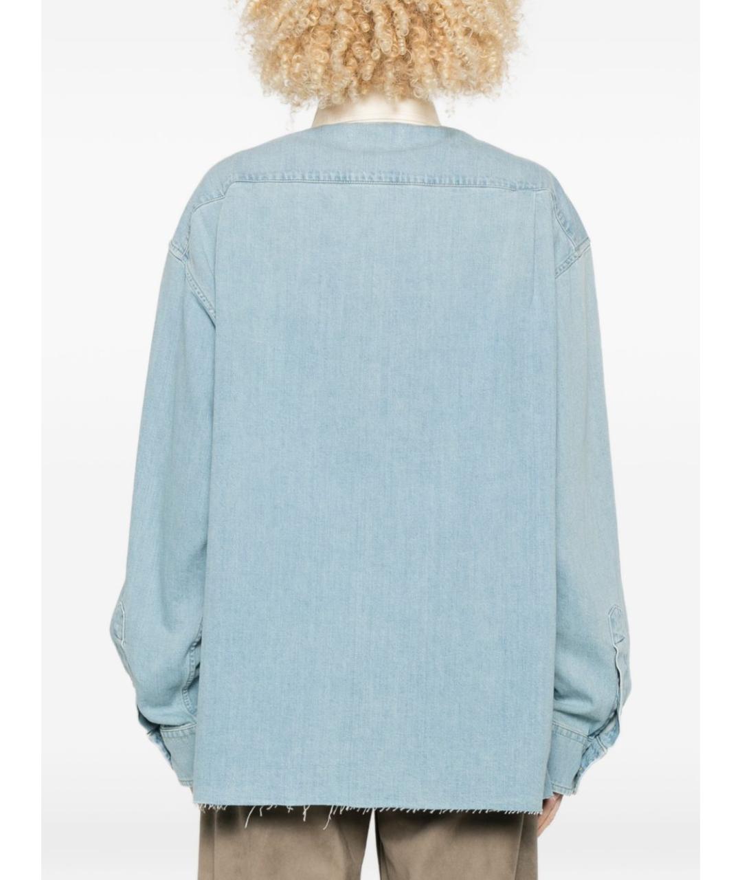 MIU MIU Голубая хлопковая рубашка, фото 5