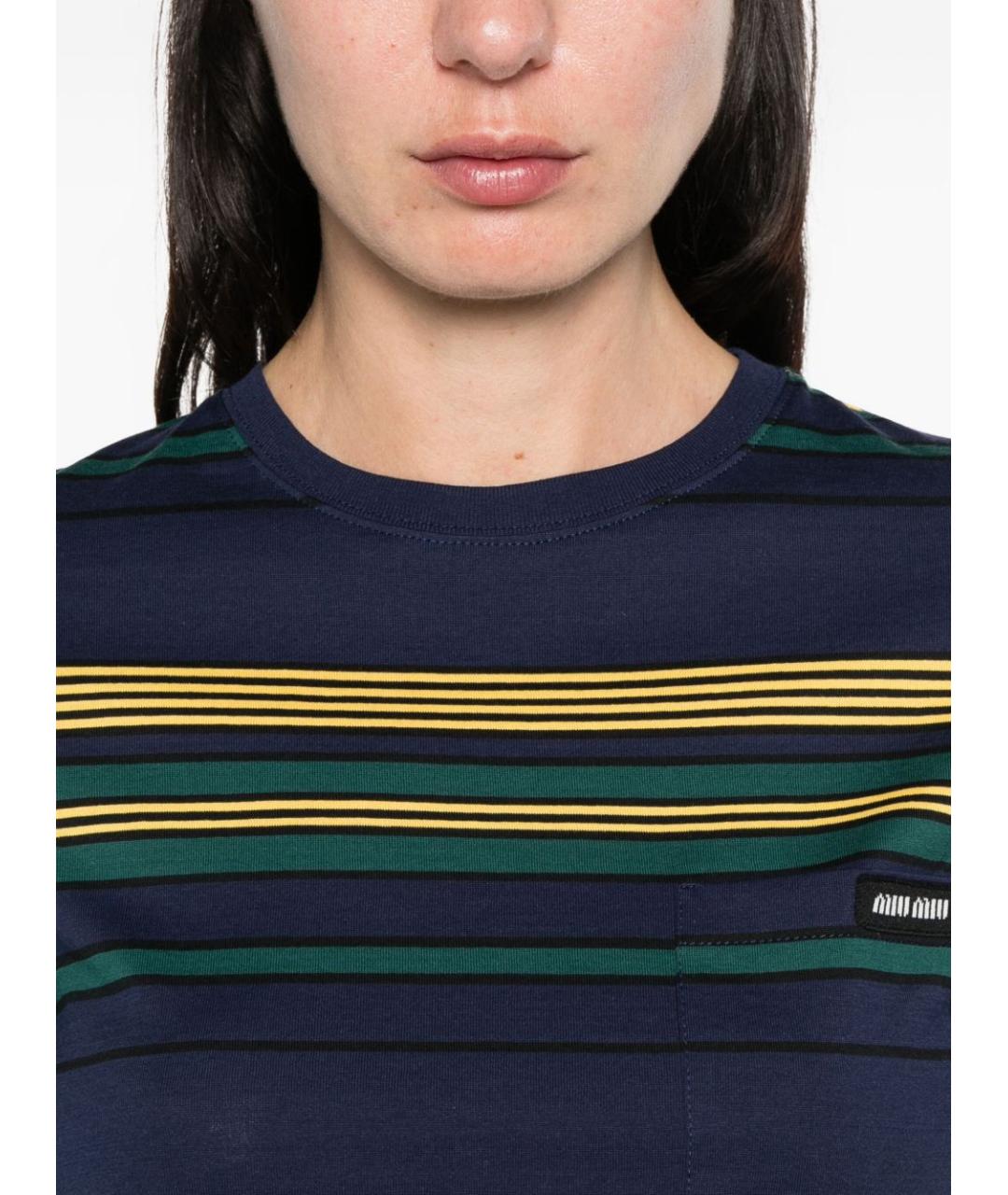 MIU MIU Синяя хлопковая футболка, фото 3