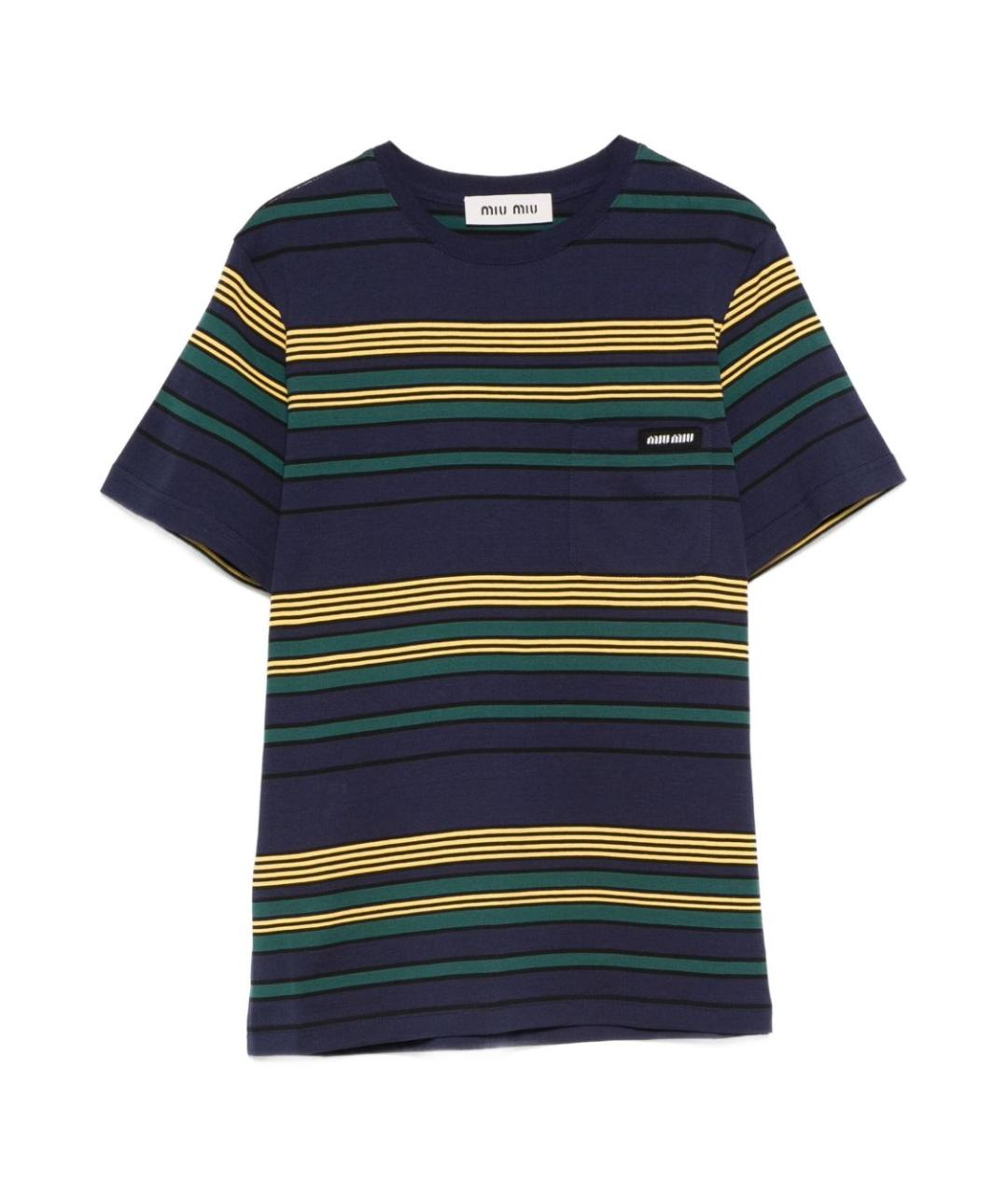 MIU MIU Синяя хлопковая футболка, фото 1